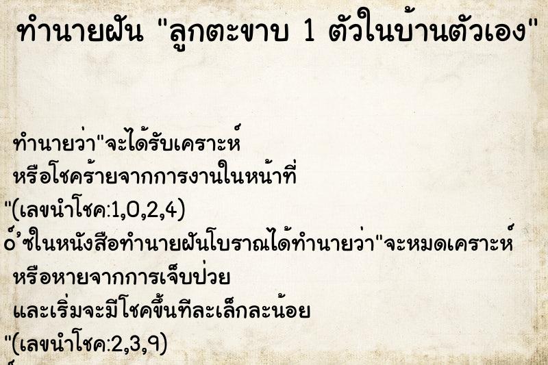 ทำนายฝัน ลูกตะขาบ 1 ตัวในบ้านตัวเอง ทำนายฝัน ลูกตะขาบ 1 ตัวในบ้านตัวเอง